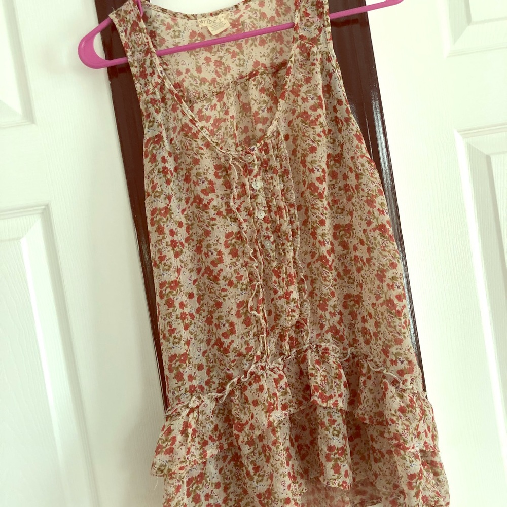 Sweet Red Floral Tank Top